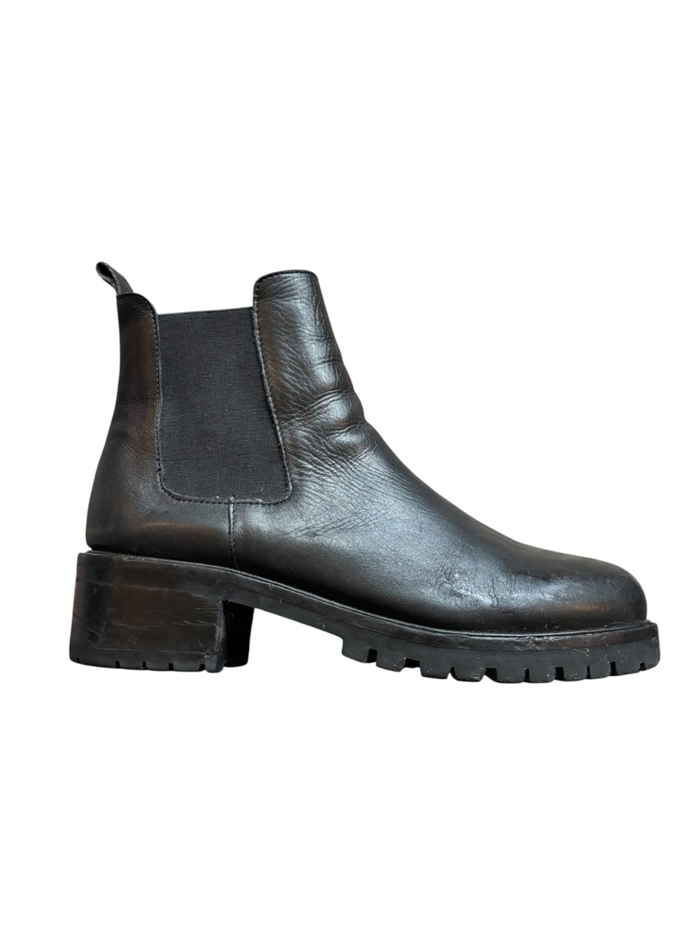 Urban Outfitters Mac Leather Chelsea Boot Black Lug sole pull on combat moto 10